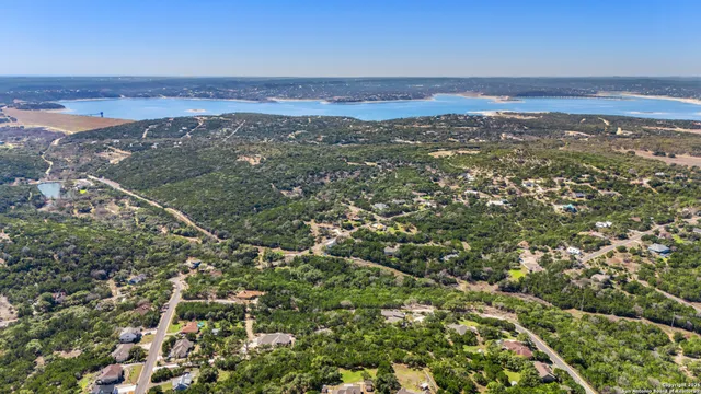 a view of a city with lush green forest