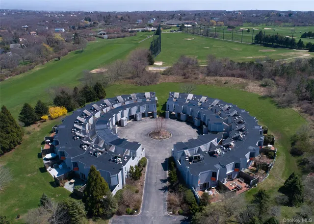 an aerial view of a house with garden
