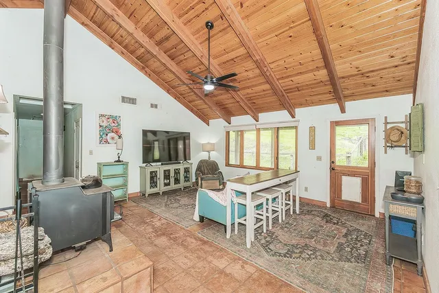 a living room with furniture