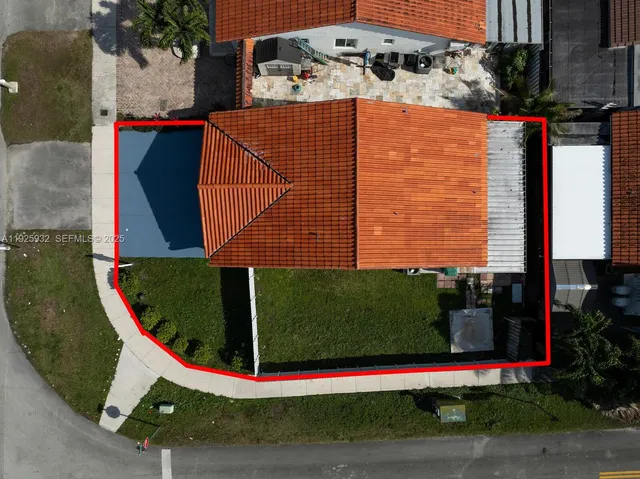 an aerial view of a house
