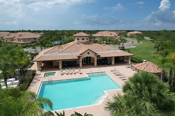 an aerial view of a house