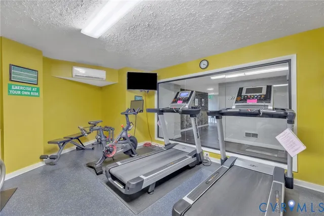 a room with gym equipment