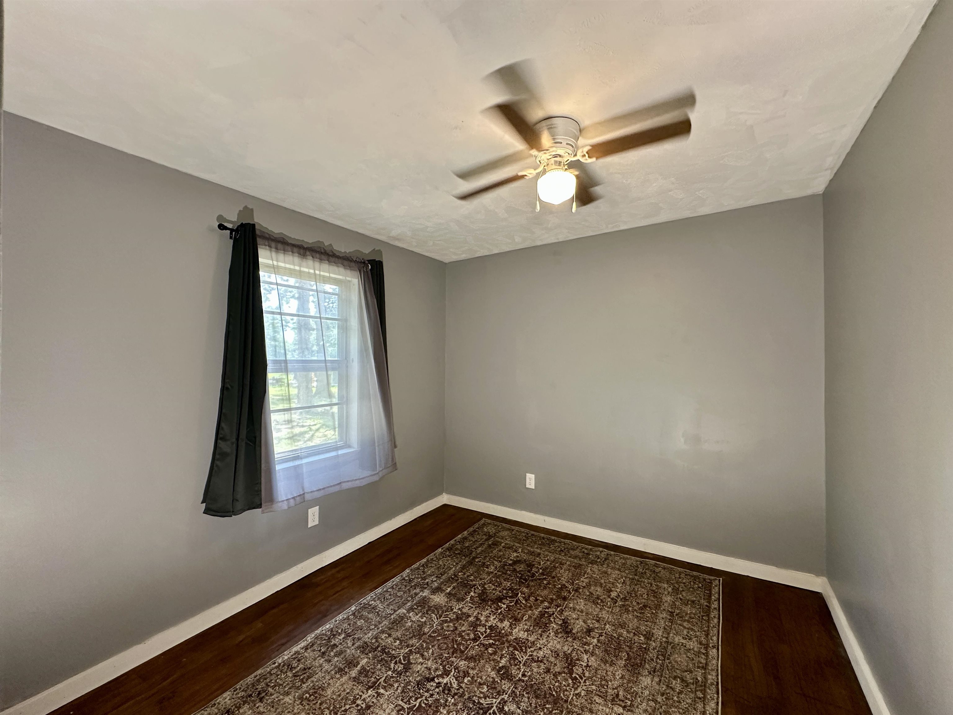 2505 Pittman Road Somerville, TN 38068 - Photo 16 of 23 Bright room with neutral gray walls, wood-finish flooring, a multi-pane window, and a ceiling fan with integrated lighting