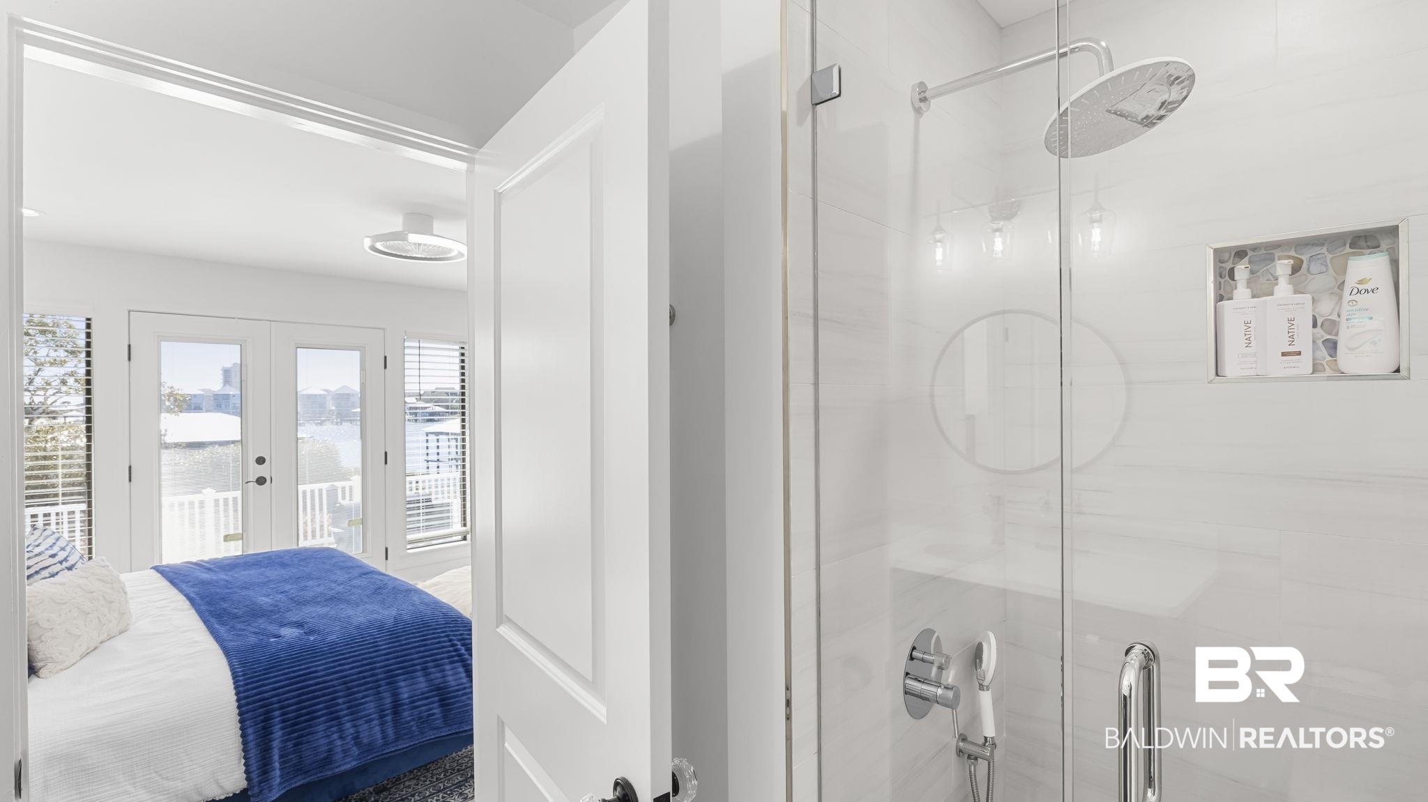 30194 River Road Orange Beach, AL 36561 - Photo 23 of 45 Ensuite bathroom with a stall shower and french doors