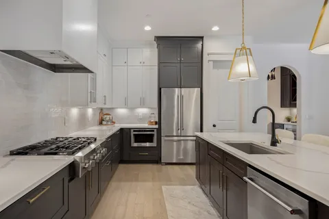 a view of a bathtub in a room