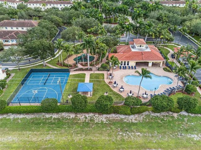 an aerial view of a house