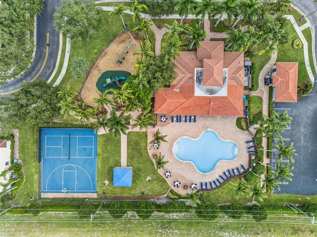 an aerial view of a house