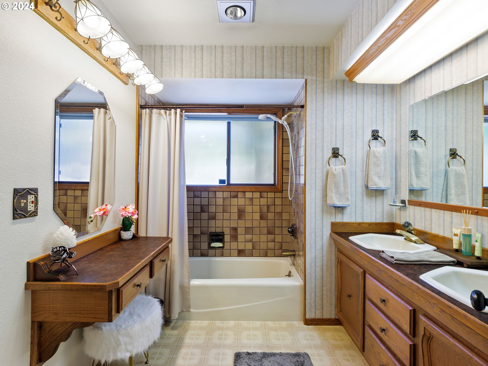 2551 Southeast Barnes Road Gresham, OR 97080 - Photo 19 of 38 a bathroom with a granite countertop sink and a mirror