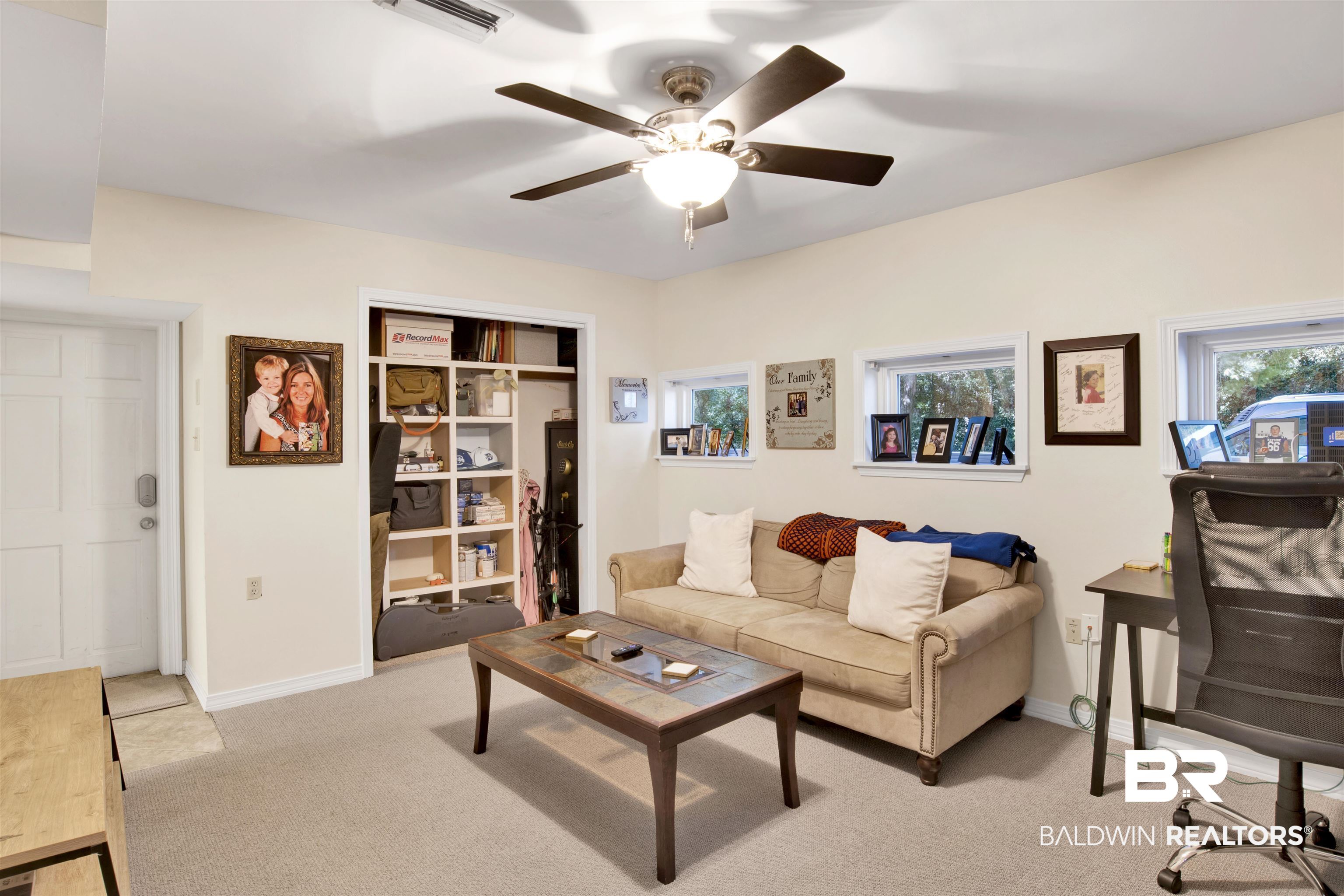 605 Van Avenue Daphne, AL 36526 - Photo 21 of 37 Carpeted living room featuring ceiling fan