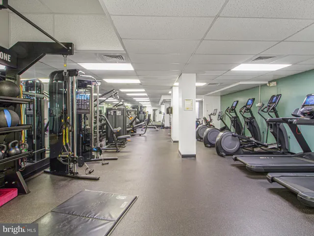 a view of a room with gym equipment