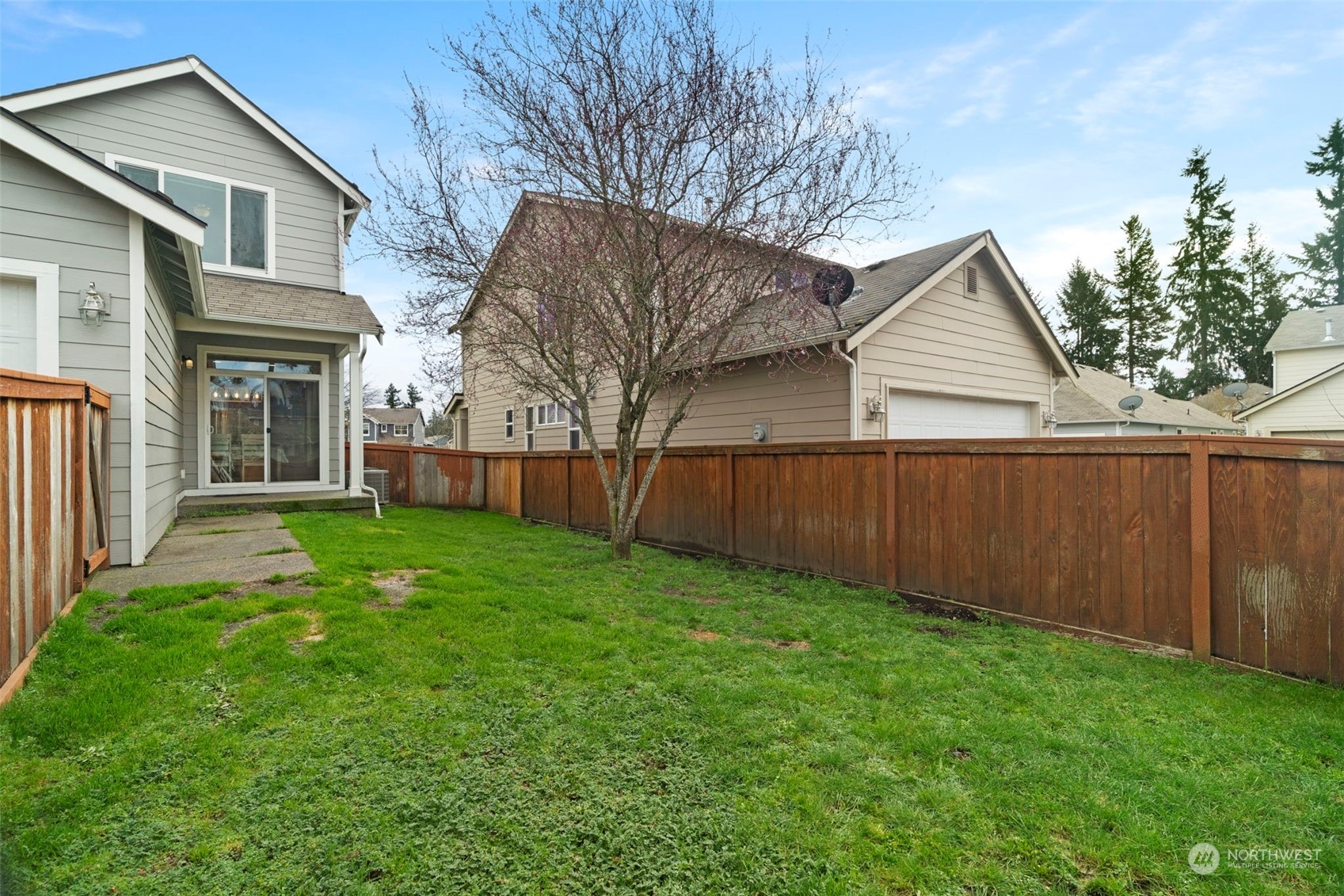 9175 Periwinkle Loop Northeast Lacey, WA 98516 - Photo 24 of 29 a view of a backyard with wooden fence