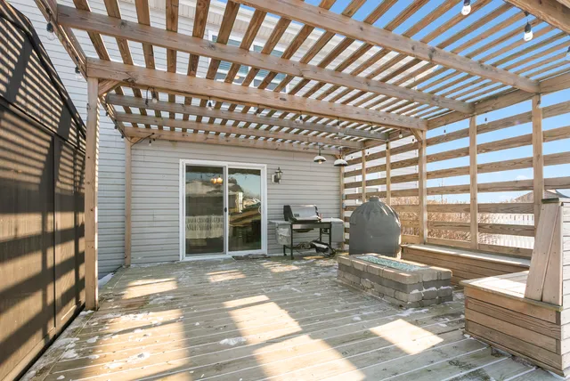 a front view of a house with a patio