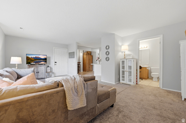 1175 Canyon Road, Unit 86 Ogden, UT 84404 - Photo 8 of 29 Carpeted living area featuring light gray walls and white trim