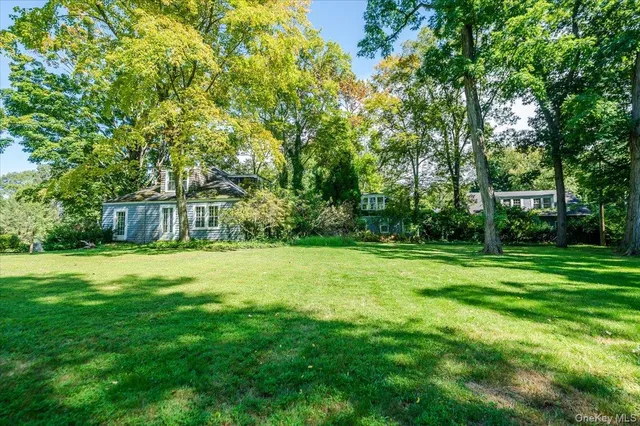 a view of a grassy field with trees