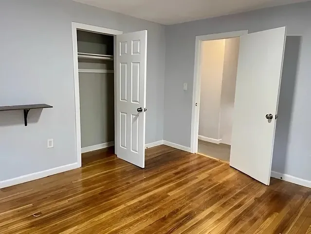 a view of a small space with a window