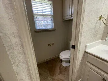a white toilet sitting next to a shower curtain