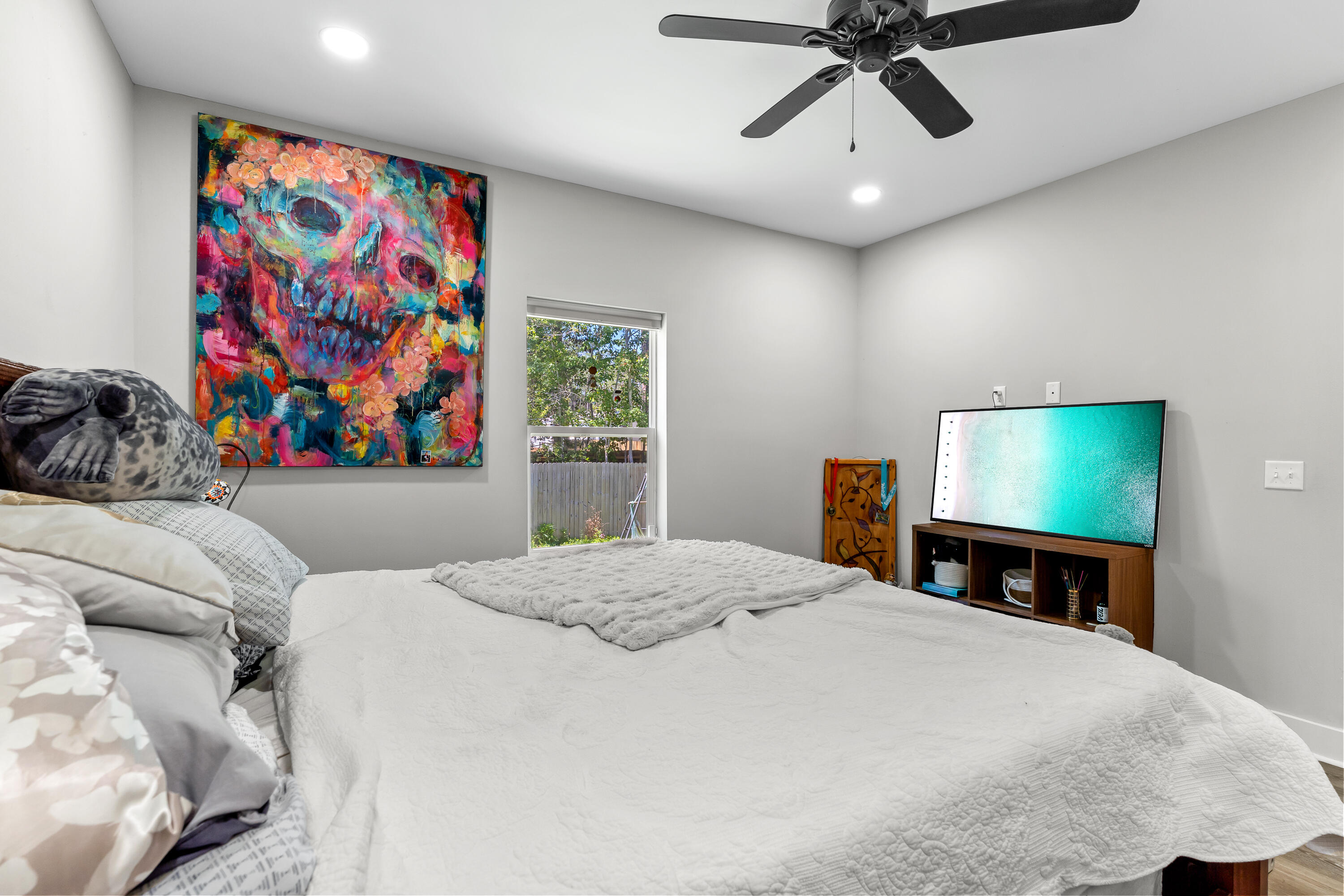 191 Indian Woman Road Santa Rosa Beach, FL 32459 - Photo 17 of 29 a bedroom with a bed and furniture