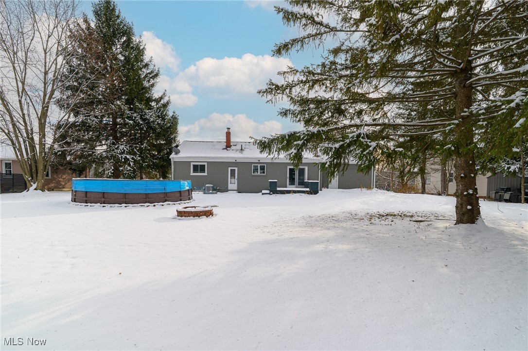 3165 East Sprague Road Independence, OH 44131 - Photo 33 of 41 back view of lot with pool, firepit and home with lovely pine trees
