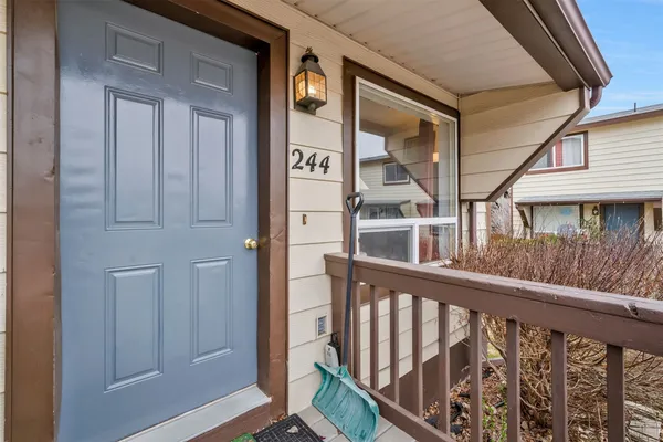 a view of a balcony from door