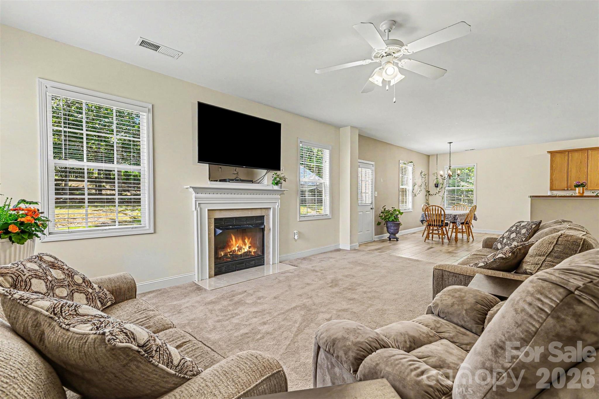 3035 Proverbs Court Monroe, NC 28110 - Photo 3 of 30 a living room with furniture a flat screen tv and a fireplace