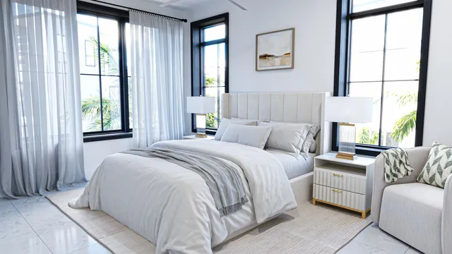 a bed room with a bed and a couch