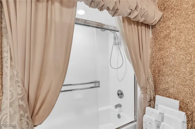 a bathroom with a shower