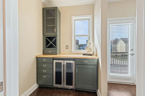 a spacious bathroom with a sink and a mirror