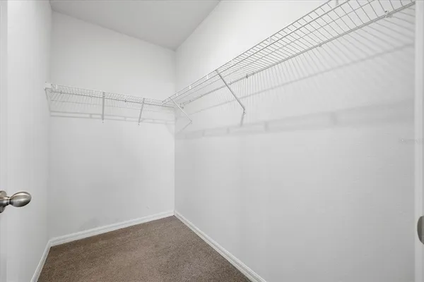 a view of a room with racks on the wall