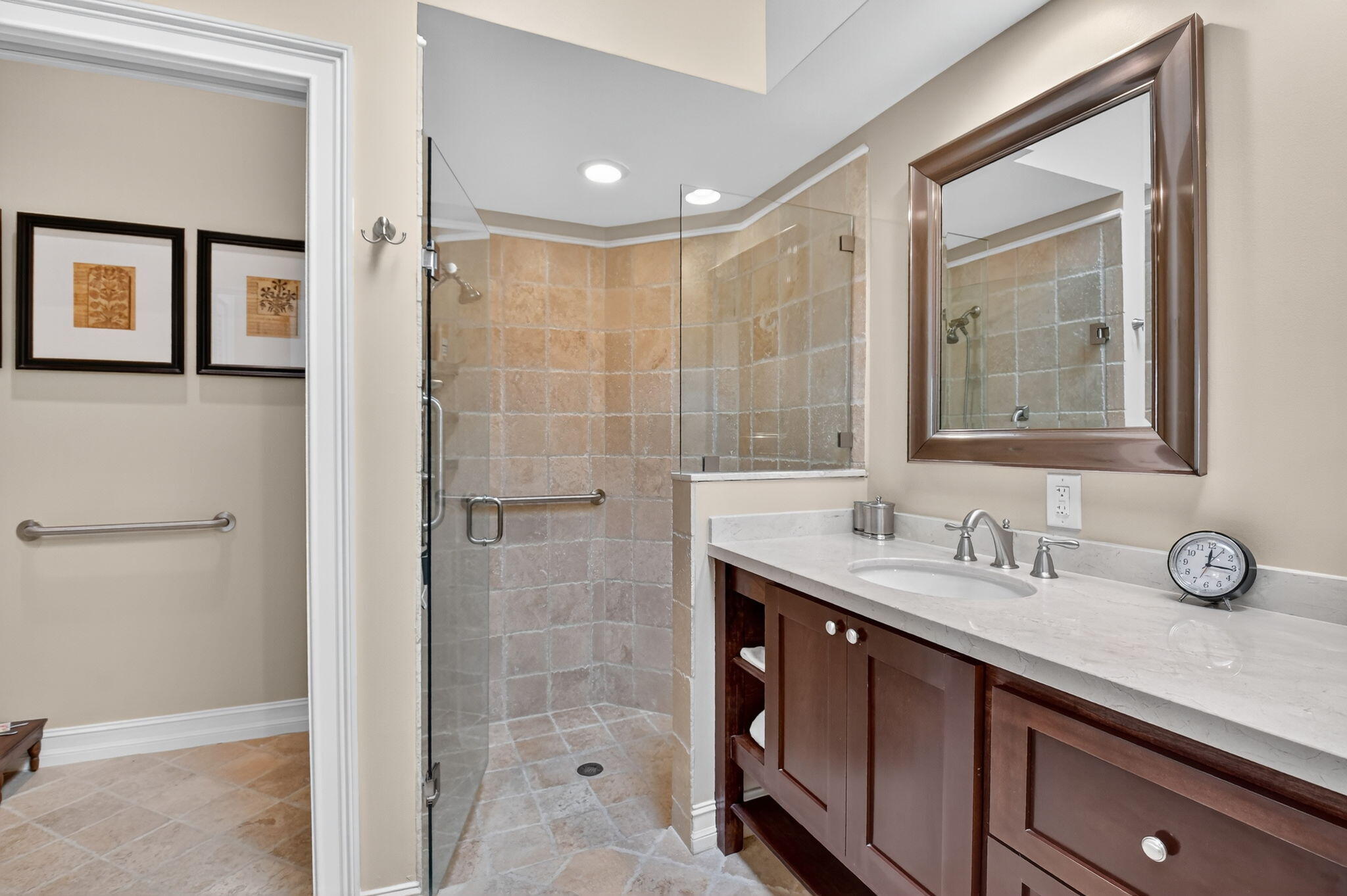 5850 Northwest 21st Avenue Boca Raton, FL 33496 - Photo 27 of 54 a bathroom with a double vanity sink mirror and shower
