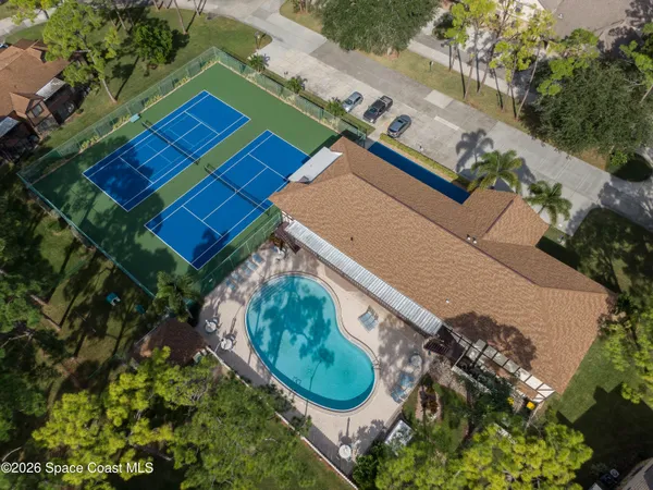 a view of a building with a patio