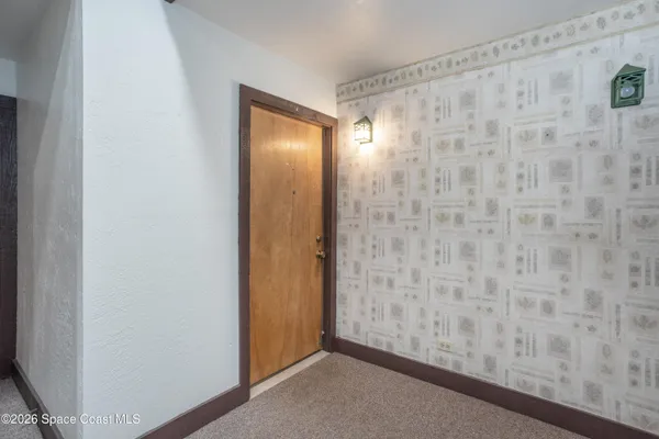 a view of wooden door