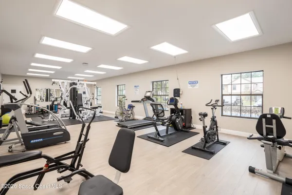 a view of a room with gym equipment