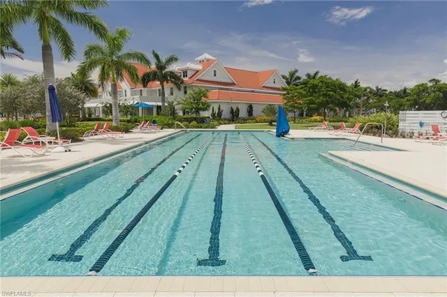 a view of an outdoor space and swimming pool