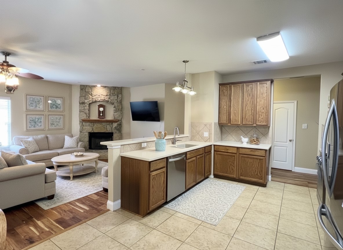 17705 Mahonia Lane Elgin, TX 78621 - Photo 13 of 37 Kitchen into living room. Living room VS
