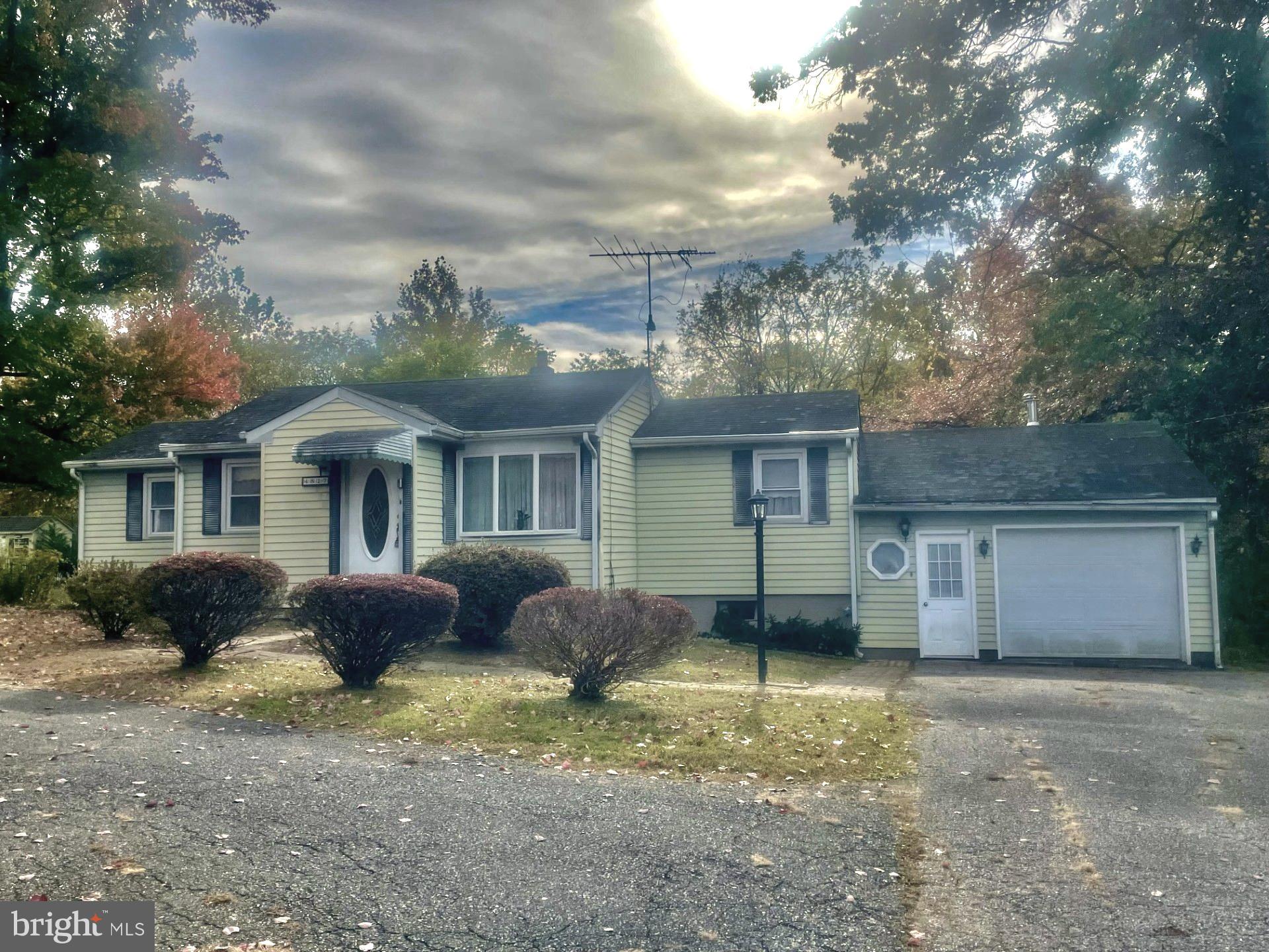 a front view of house with a garden