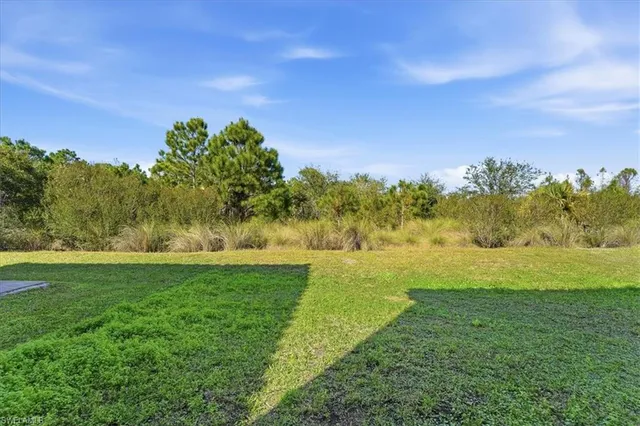 a yard with lots of green space and mountain view