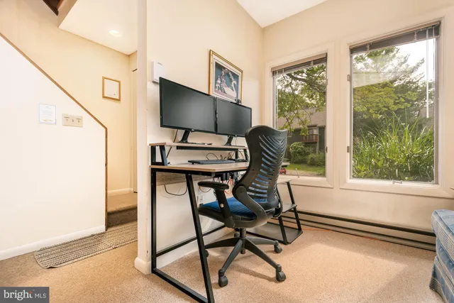 a bedroom with furniture and a potted plant