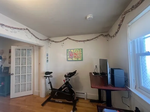 a view of a room with gym equipment