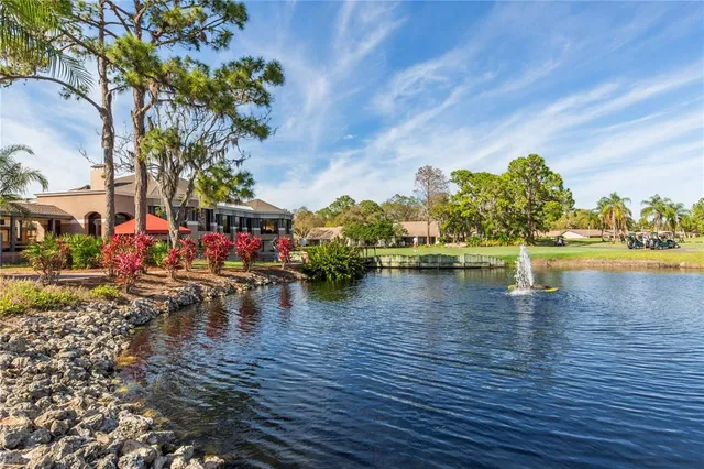a view of a lake with houses
