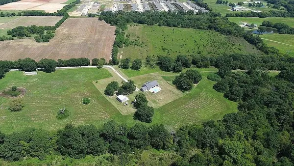 an aerial view of a garden