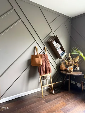 a view of entryway with wooden floor