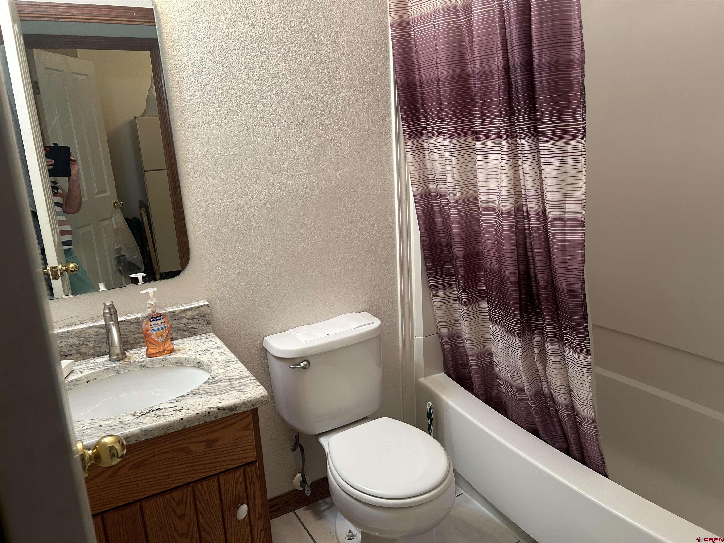 29669 DD Road Nucla, CO 81424 - Photo 28 of 33 a bathroom with a granite countertop sink toilet and shower