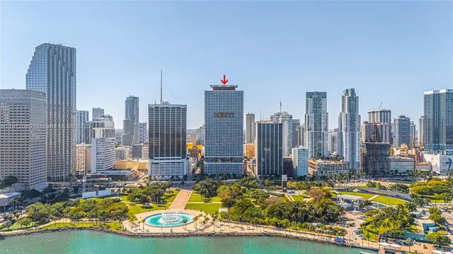 a view of a city with tall buildings