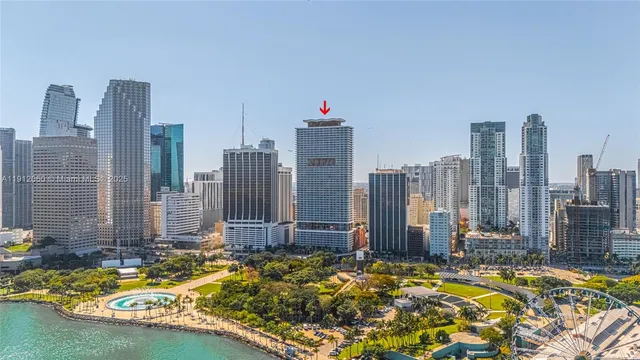 a view of a city with tall buildings