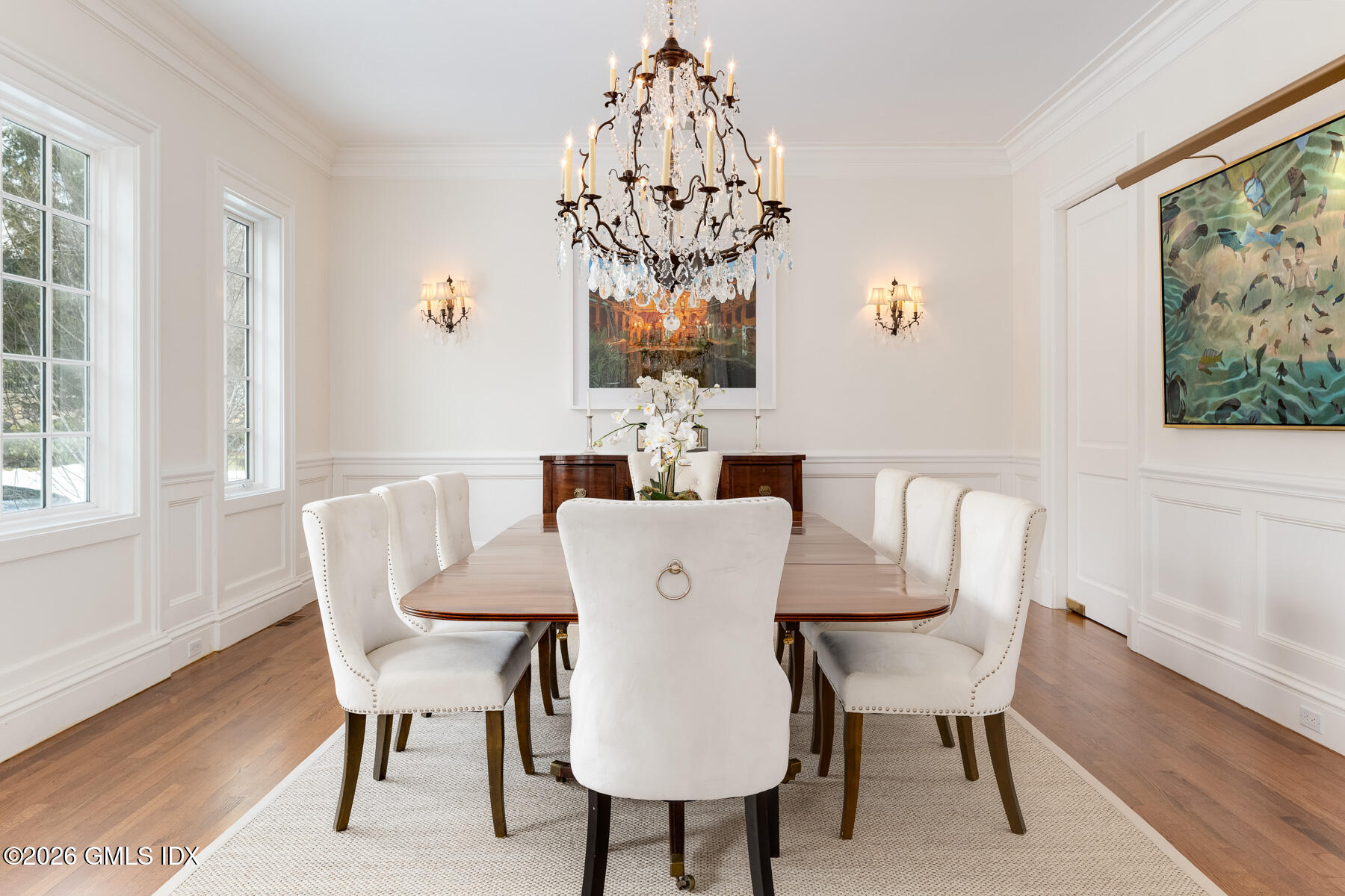 174 Round Hill Road Greenwich, CT 06831 - Photo 8 of 27 a view of a dining room with furniture window and wooden floor