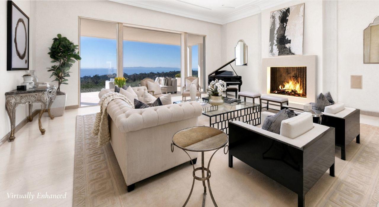 1188 East Mountain Drive Montecito, CA 93108 - Photo 13 of 44 a living room with furniture fireplace and lamp