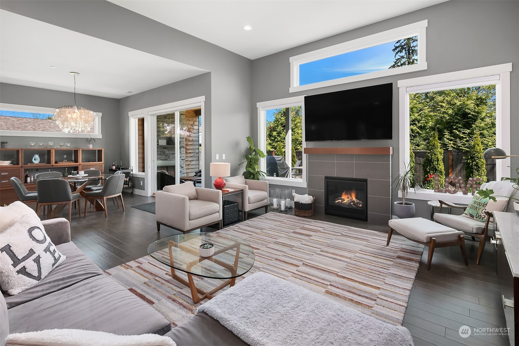 8721 218th Street Southwest Edmonds, WA 98026 - Photo 15 of 34 a living room with furniture fireplace and a large window