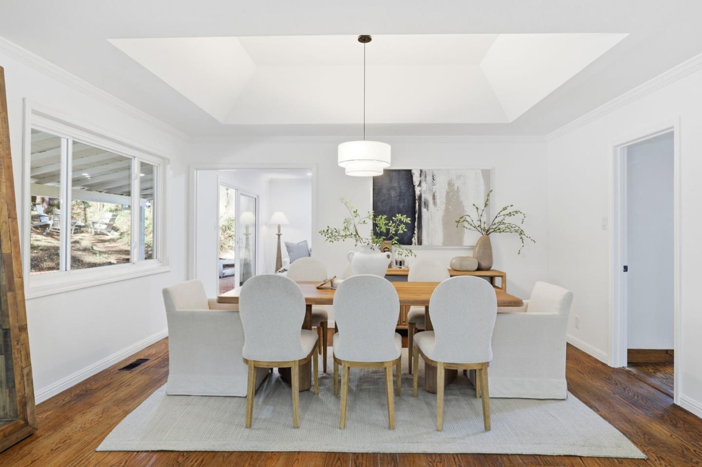 425 Summit Spring Road Woodside, CA 94062 - Photo 10 of 42 a view of a dining room with furniture window and wooden floor