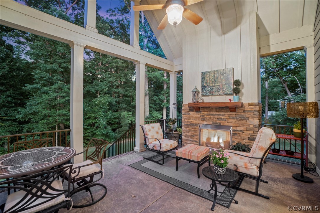 11625 Barrows Ridge Lane Chesterfield, VA 23838 - Photo 33 of 41 Gorgeous, Vaulted Covered Porch w/Beams and Gas Fi