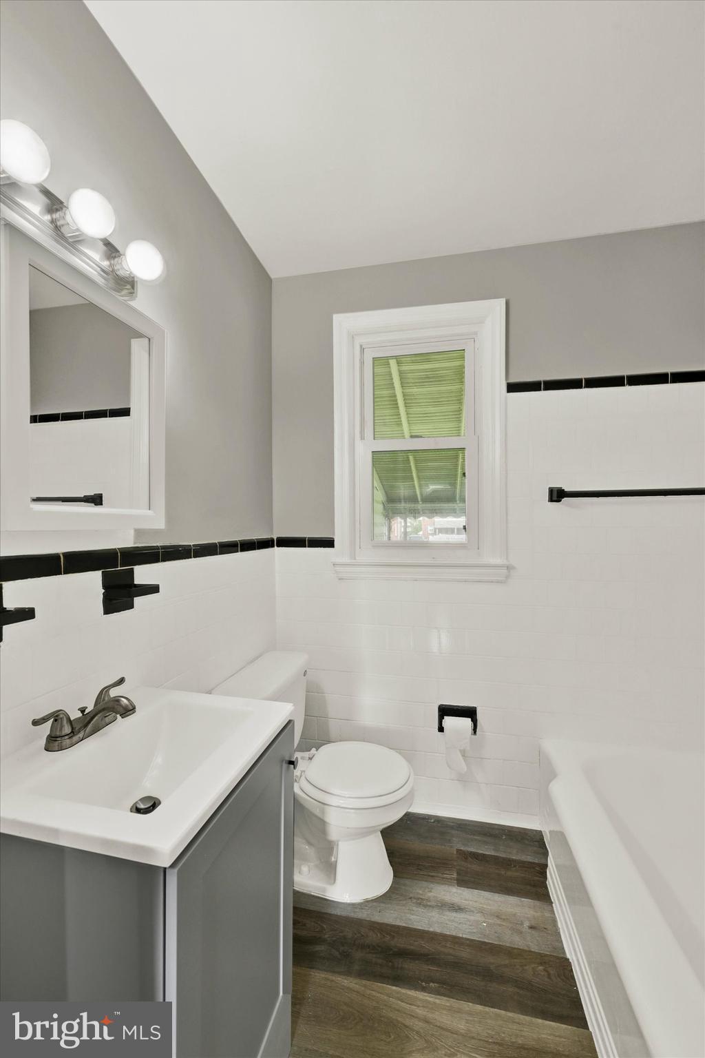 6820 Bessemer Avenue Baltimore, MD 21222 - Photo 10 of 17 a bathroom with a sink a mirror and a toilet